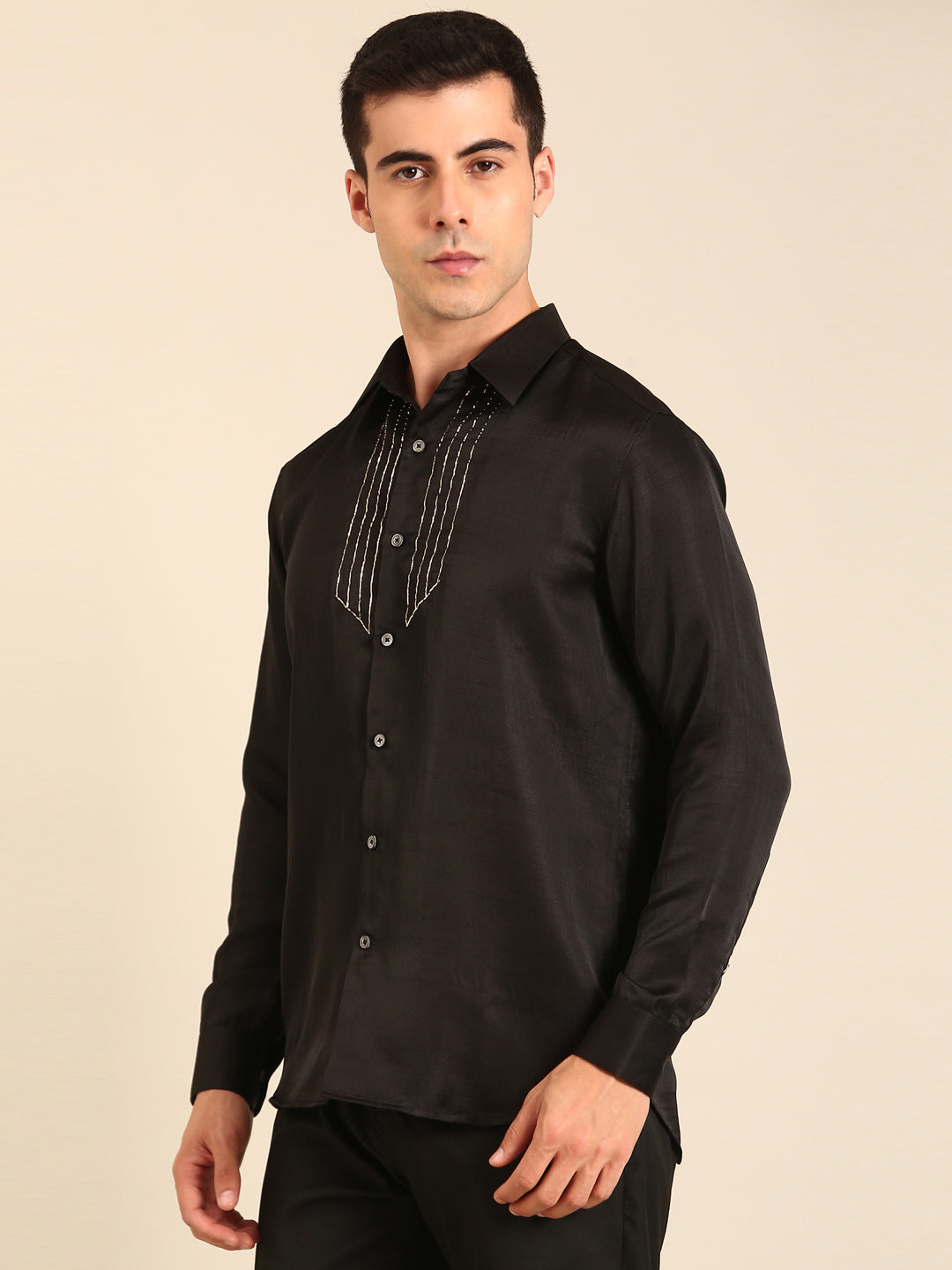 Black Bemberg Silk Shirt