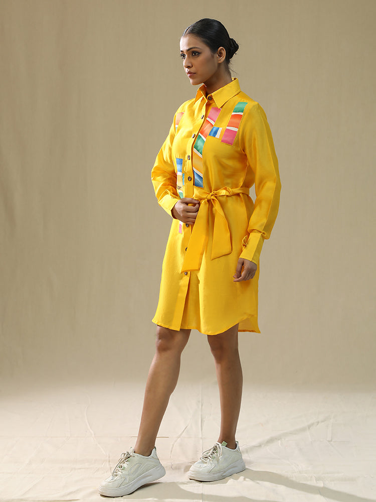 Yellow Chaar Baar Handpainted Shirt