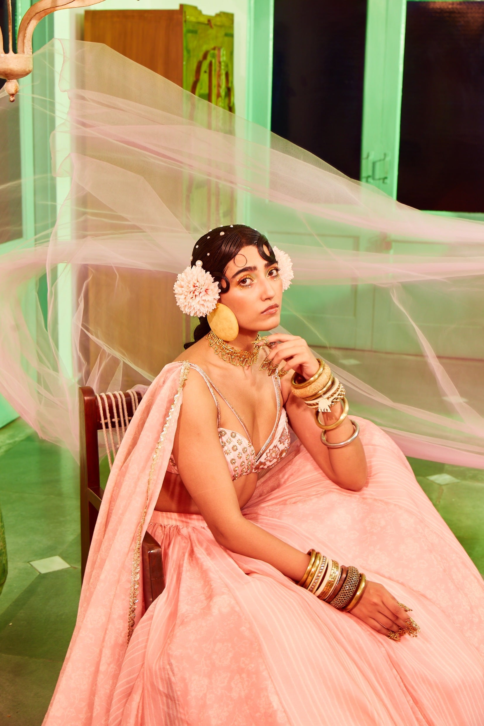 Coral Pink Lehenga Set