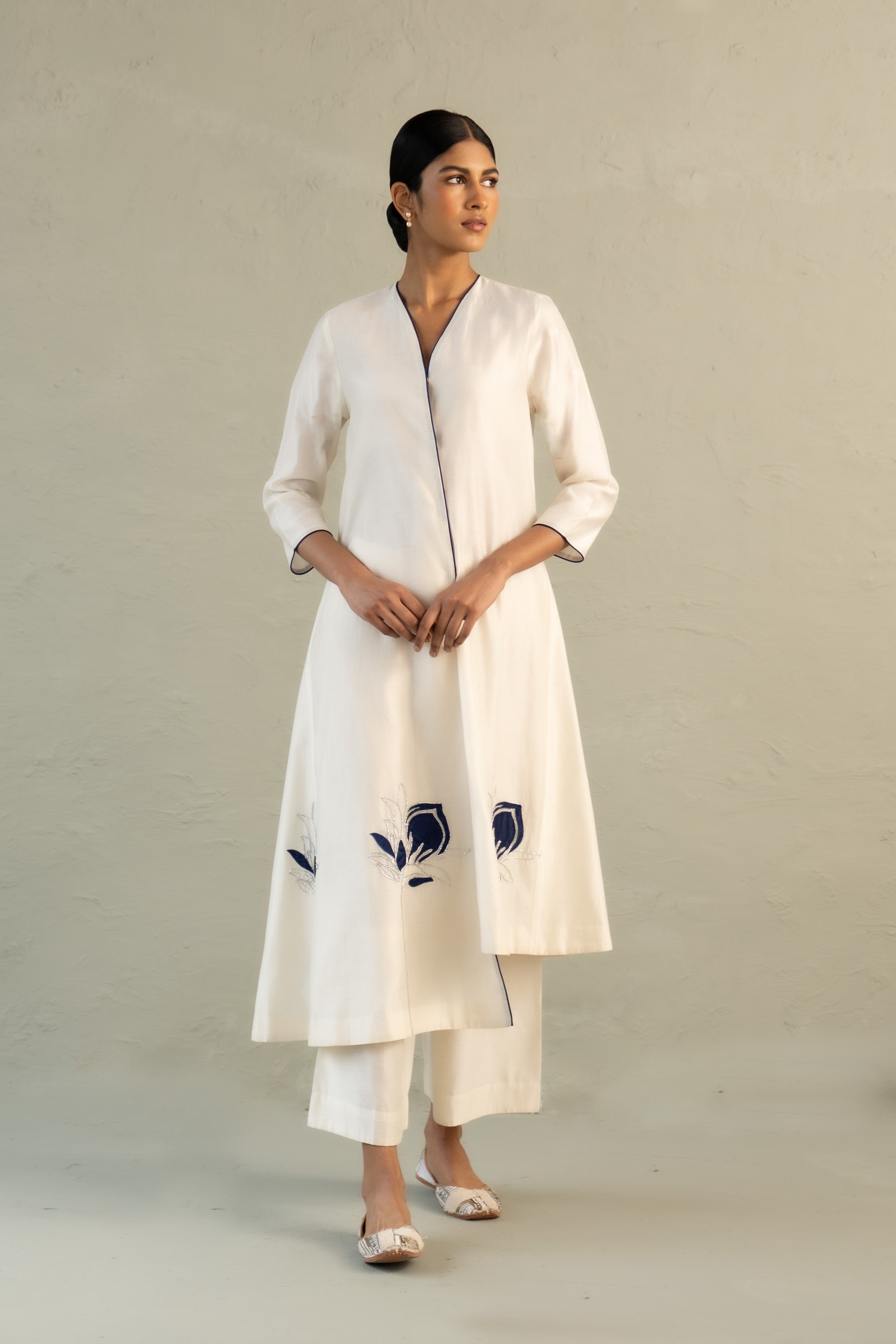 Blue Edit Ivory Hi-Lo Set with dupatta