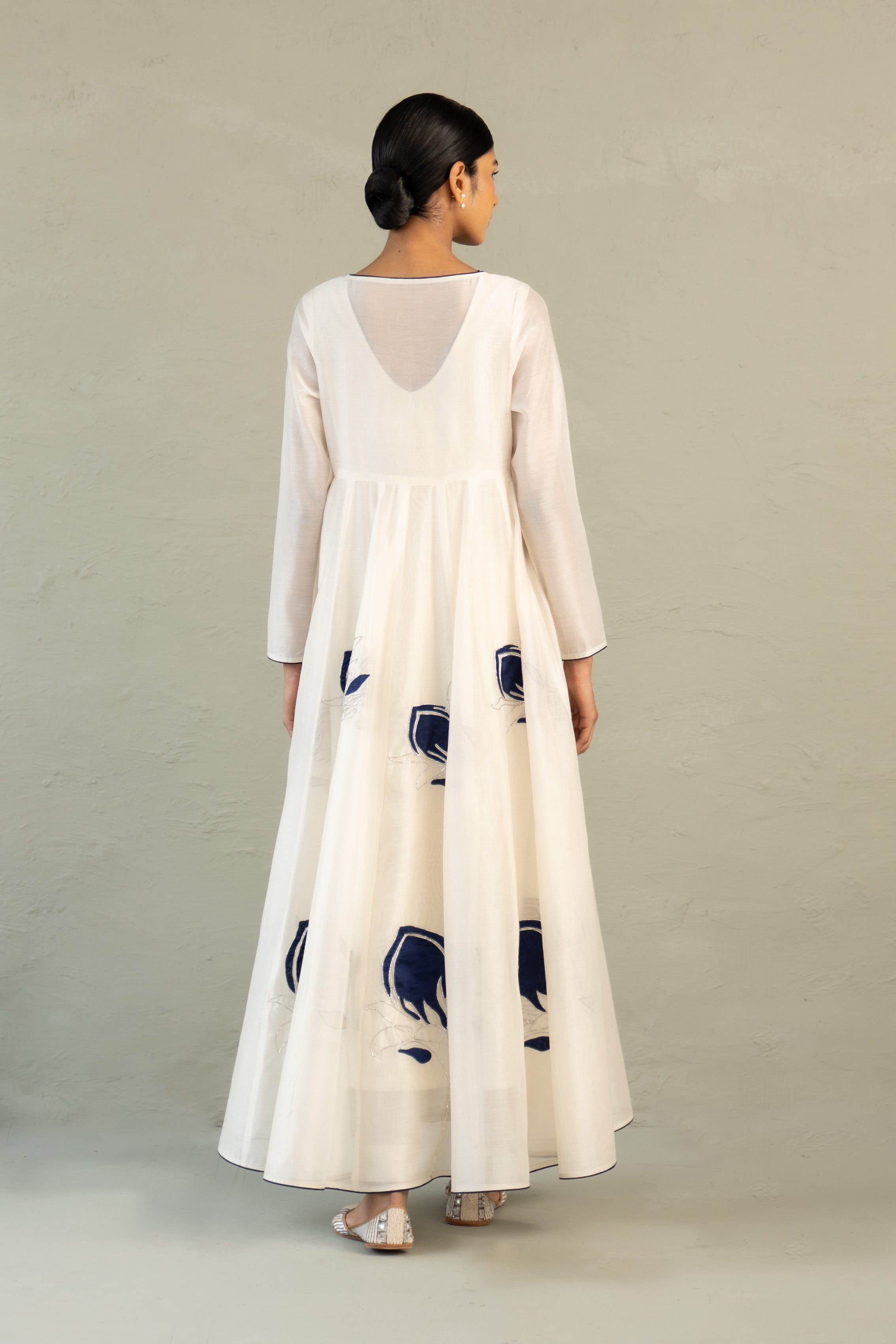 Blue Edit anarkali with dupatta