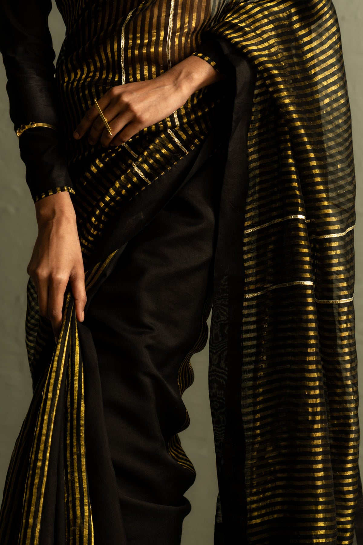 Ojas Black Saree Set