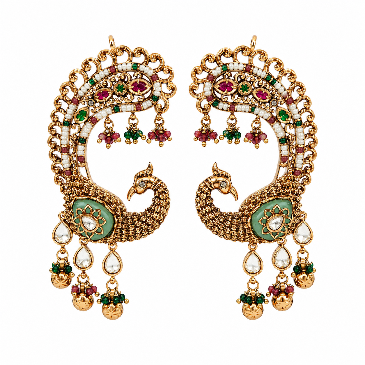 Multicolour Peacock Statement Earrings