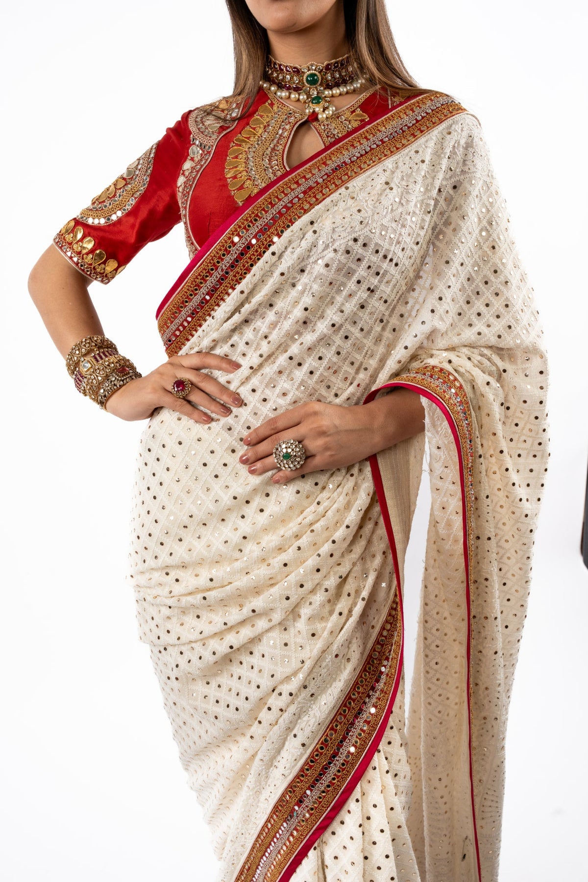 Heirloom Ivory Embroidered Saree