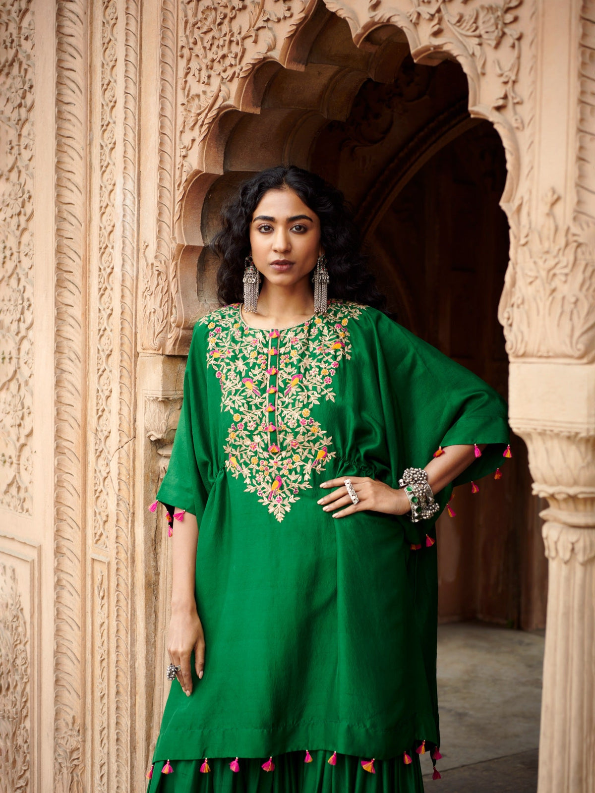 embroidered Kaftan with a sharara