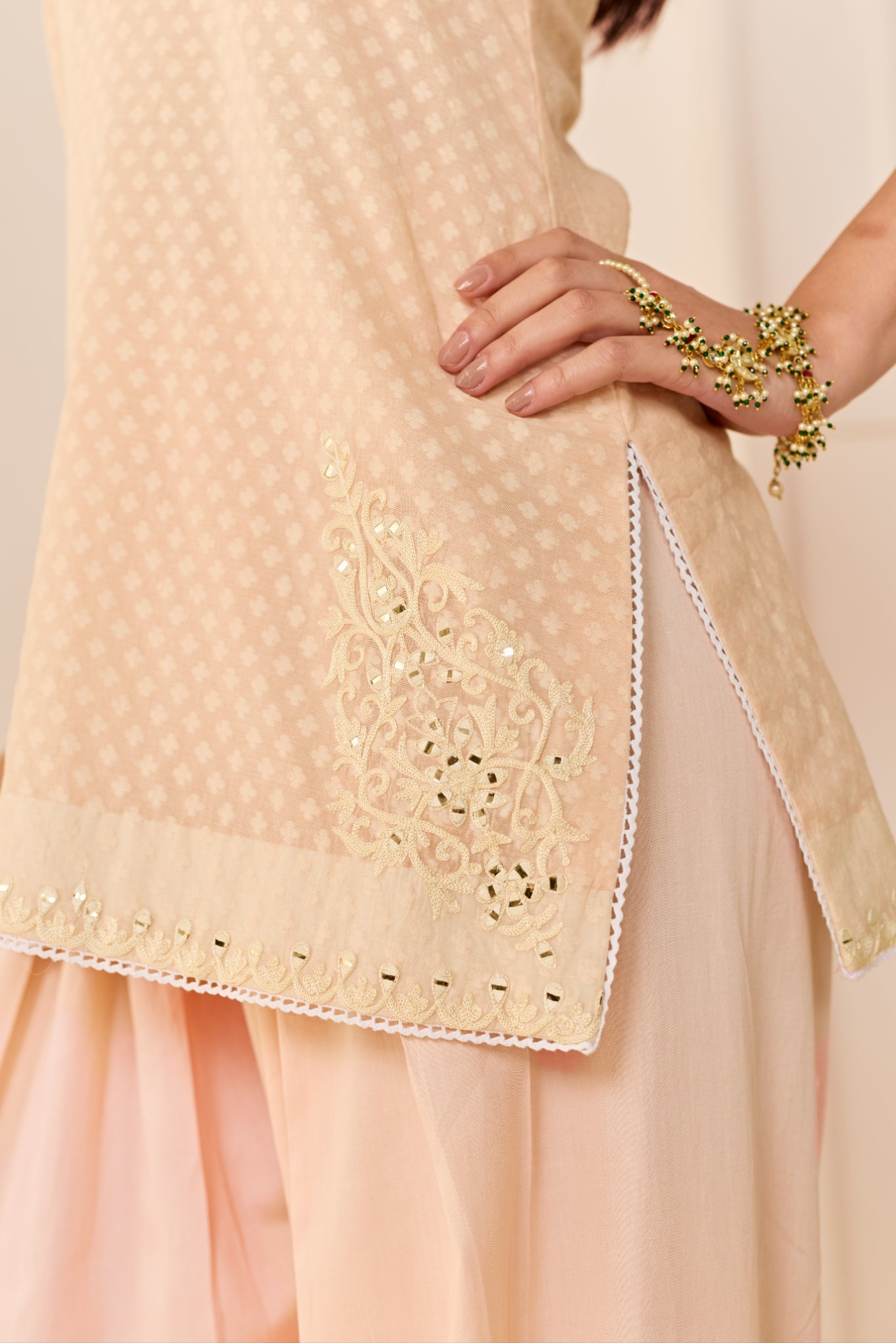 MIRAL - CARNATION PINK SHORT KURTA WITH FARSI SALWAR AND DUPATTA