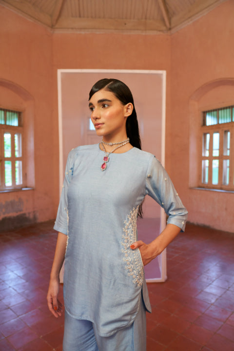 Powder Blue Pocket Kurta Set