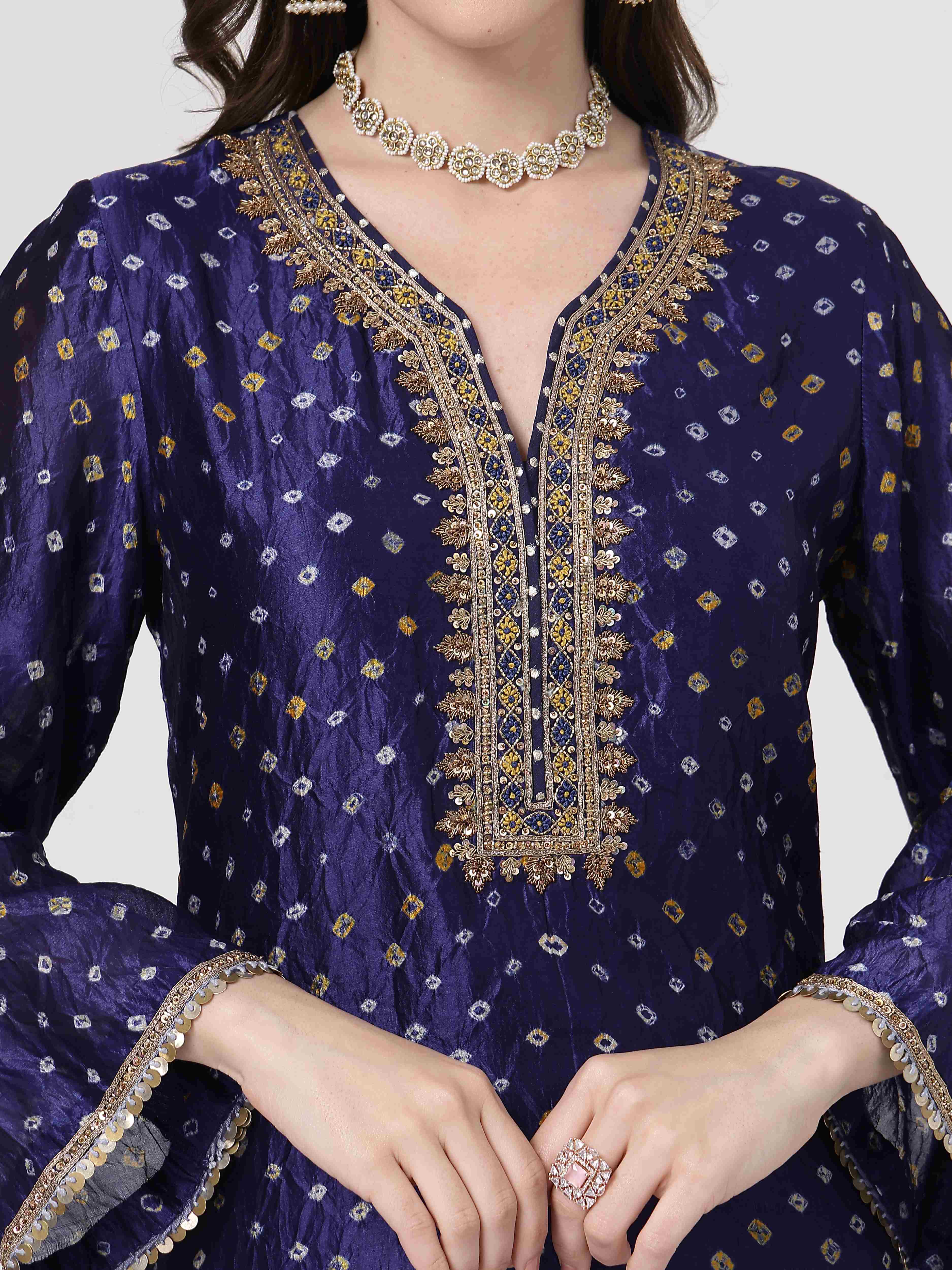 Midnight Blue Bandhani Salwar Set