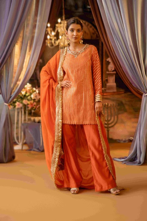 Orange Gotta Chanderi Suit - image 3