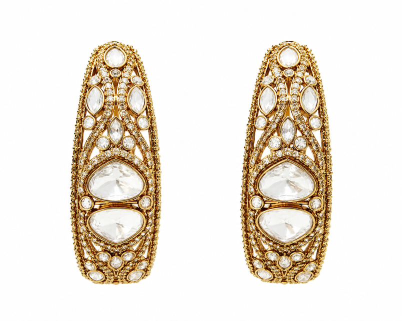 Elongated Polki Drop Earring