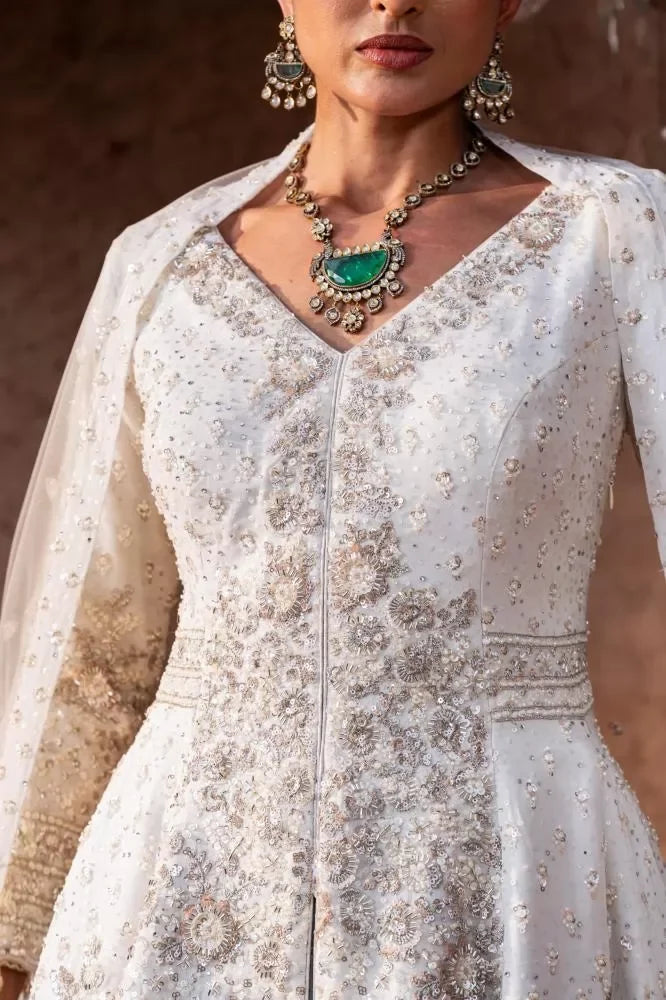Ivory Pearl Embroidered Sharara Set
