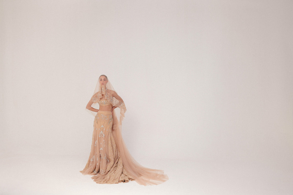 Beaded & Zardosi Embroidery, Soft Tulle & Pure Georgette with Lace, Skirt Set, Lace Blouse Silhouette