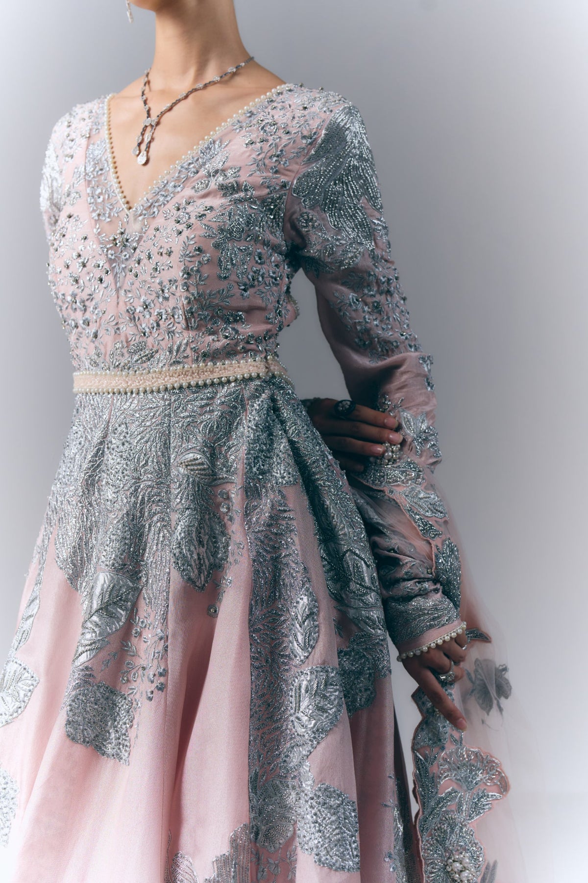 Pink Garden Anarkali Set