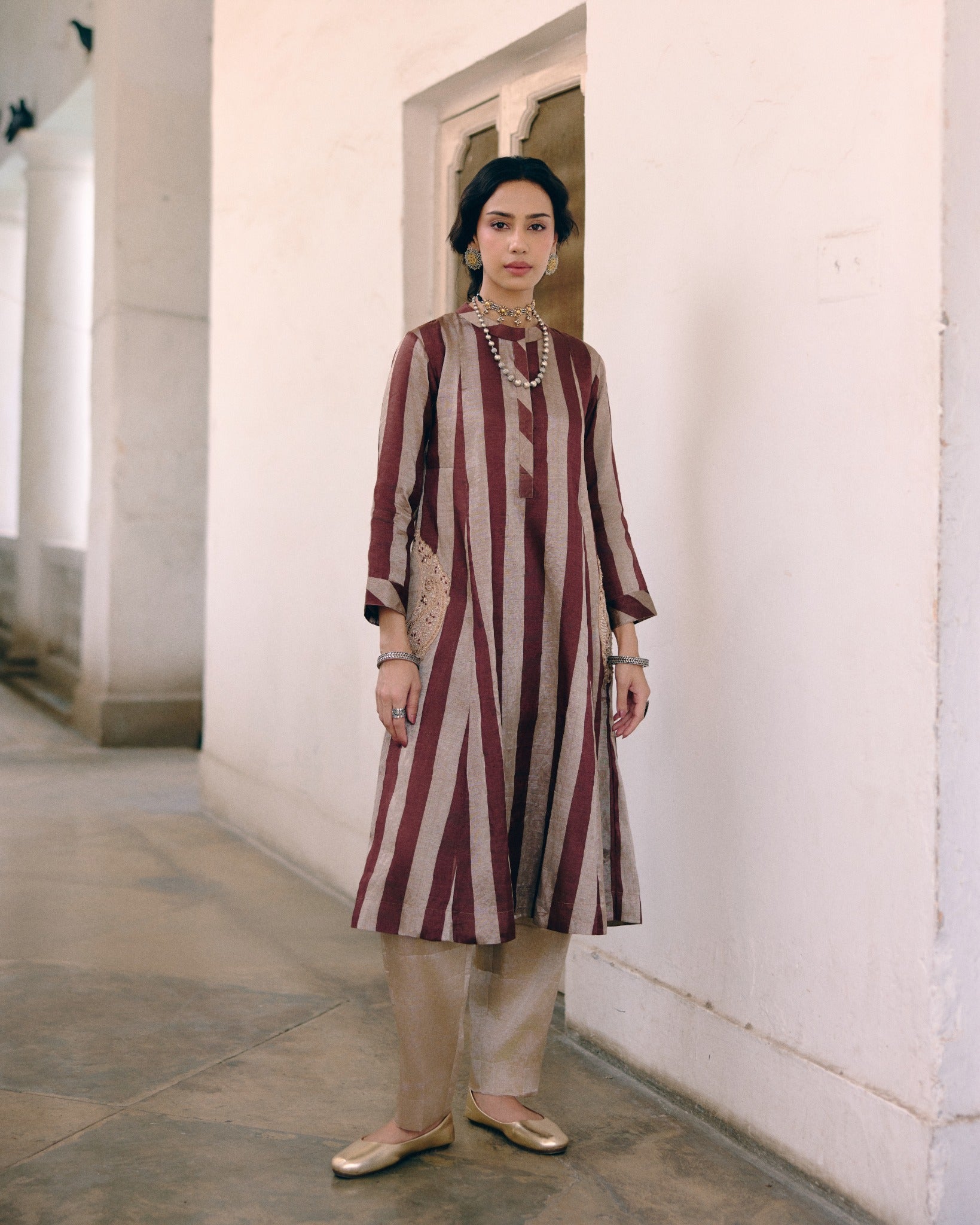 Paisley Pocket Striped Kurta Set