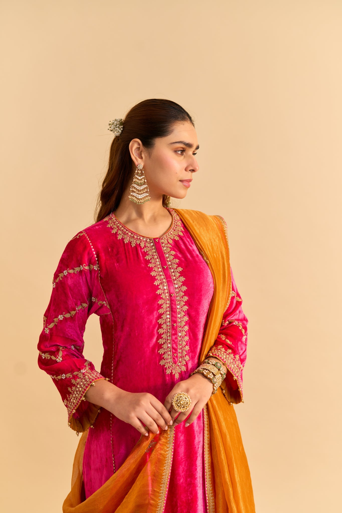 Azmiya - Hotpink Chauga with Salwar and Dupatta