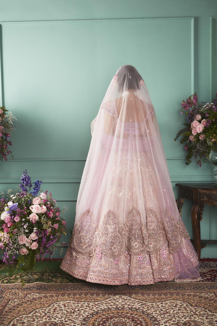 Lilac Lehenga With Seven Vows Elements