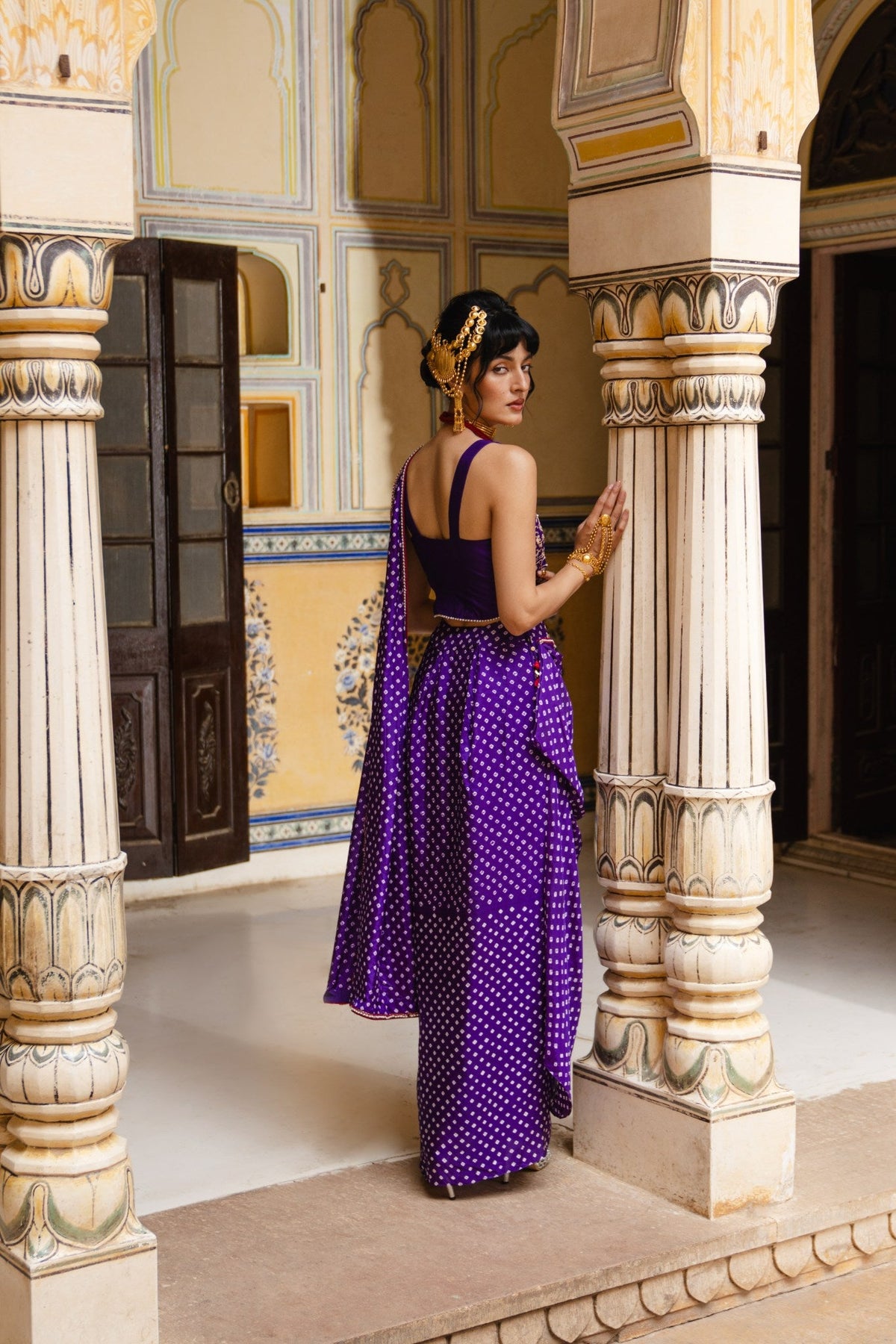 Corset bandhni saree