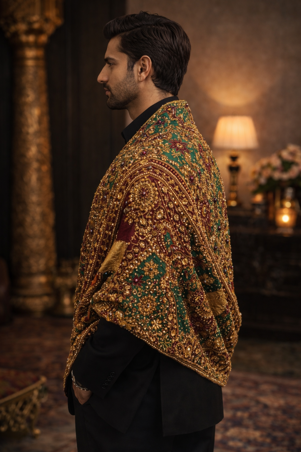 Baadshah Embellished Velvet Shawl: Royal Ceremonial Heirloom Wrap