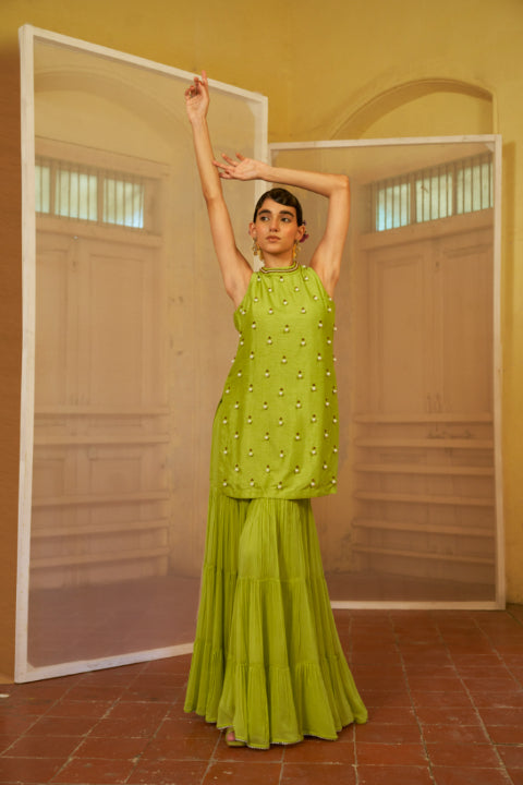 Luminous Lime Sharara Set