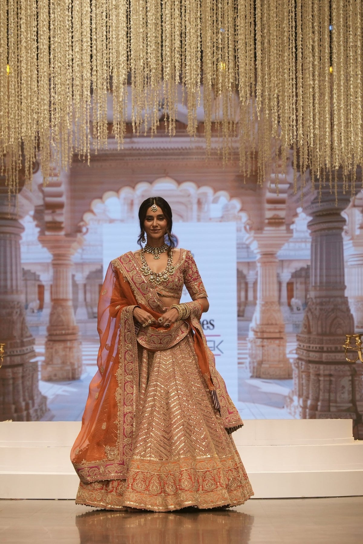 Anahira - Hotpink Blouse with Lehenga and Dupatta