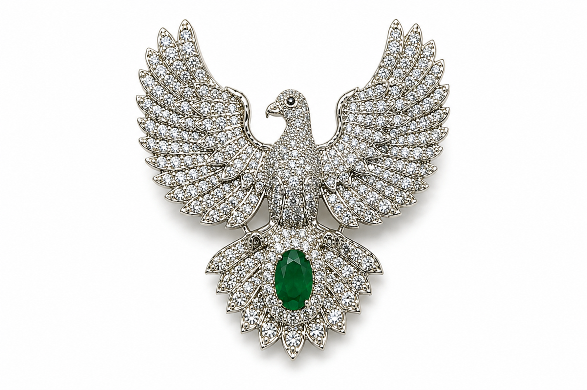 Zircon Bird Motif Brooch