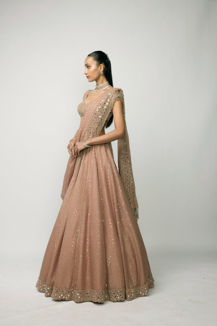 Bronze Ros� Sequins Embroidered Lehenga Set