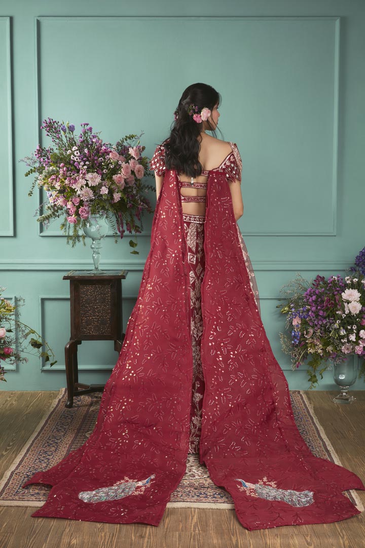 Red Lehenga With Elephant Elements