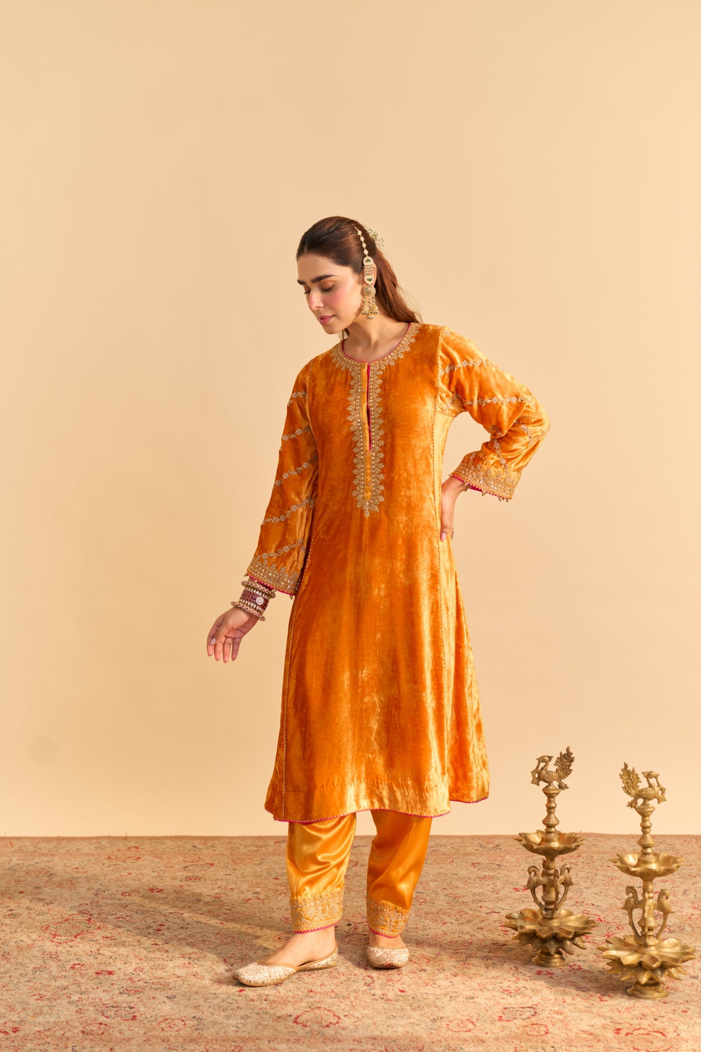 Azmiya - Orange Chauga with Salwar with Dupatta