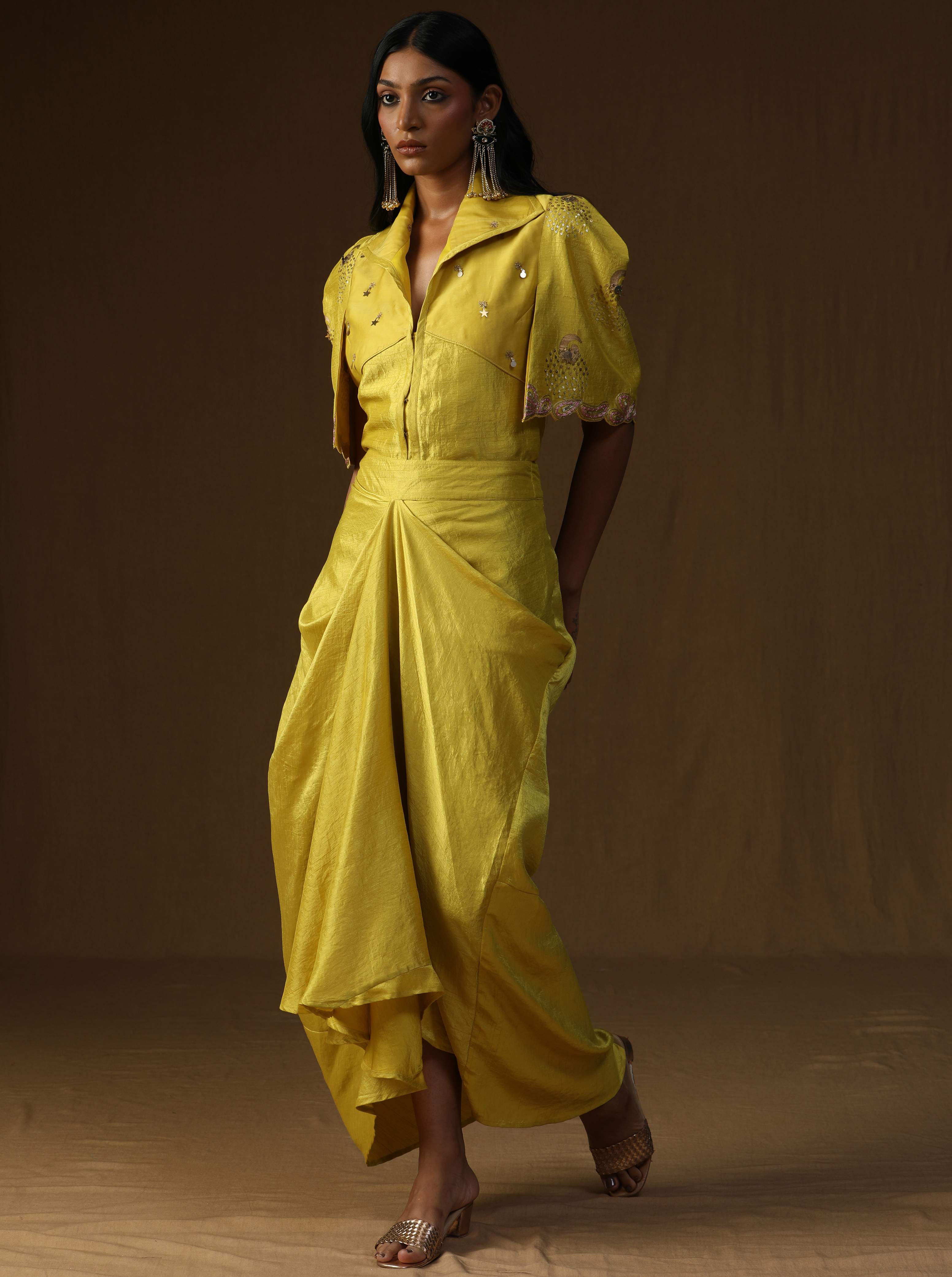 Rangadevi Lime� Draped Skirt Set