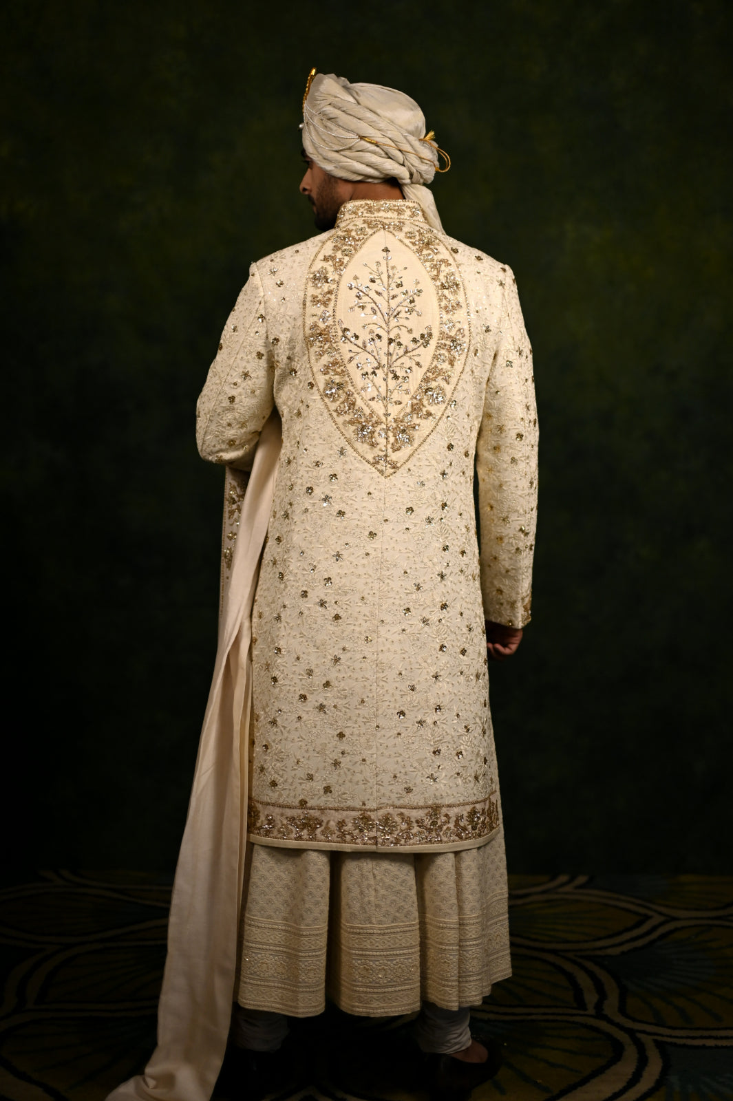 ivory gold dori work sherwani set