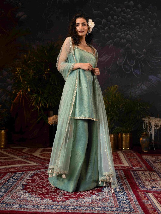 ice blue spaghetti suit set - image 3