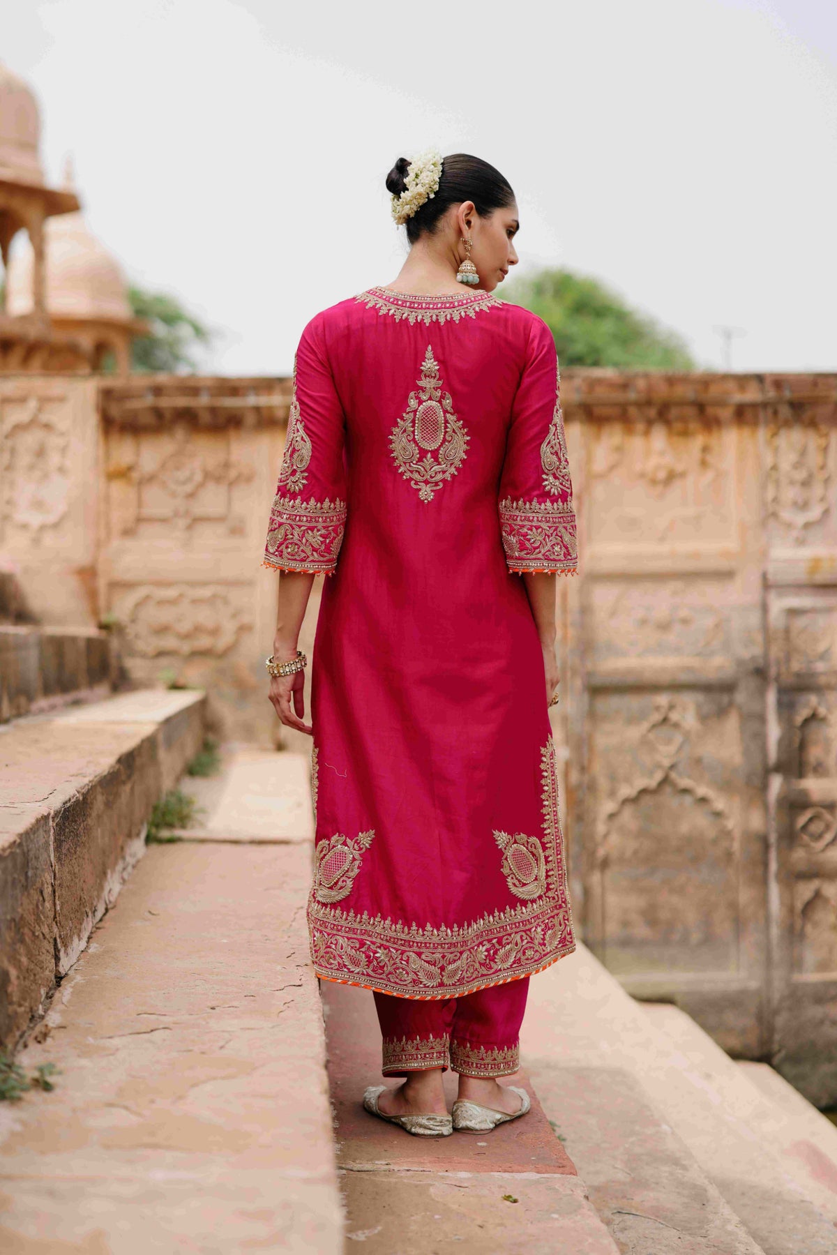 Arwa Hot Pink Embroidered Kurta Set with Salwar & Dupatta
