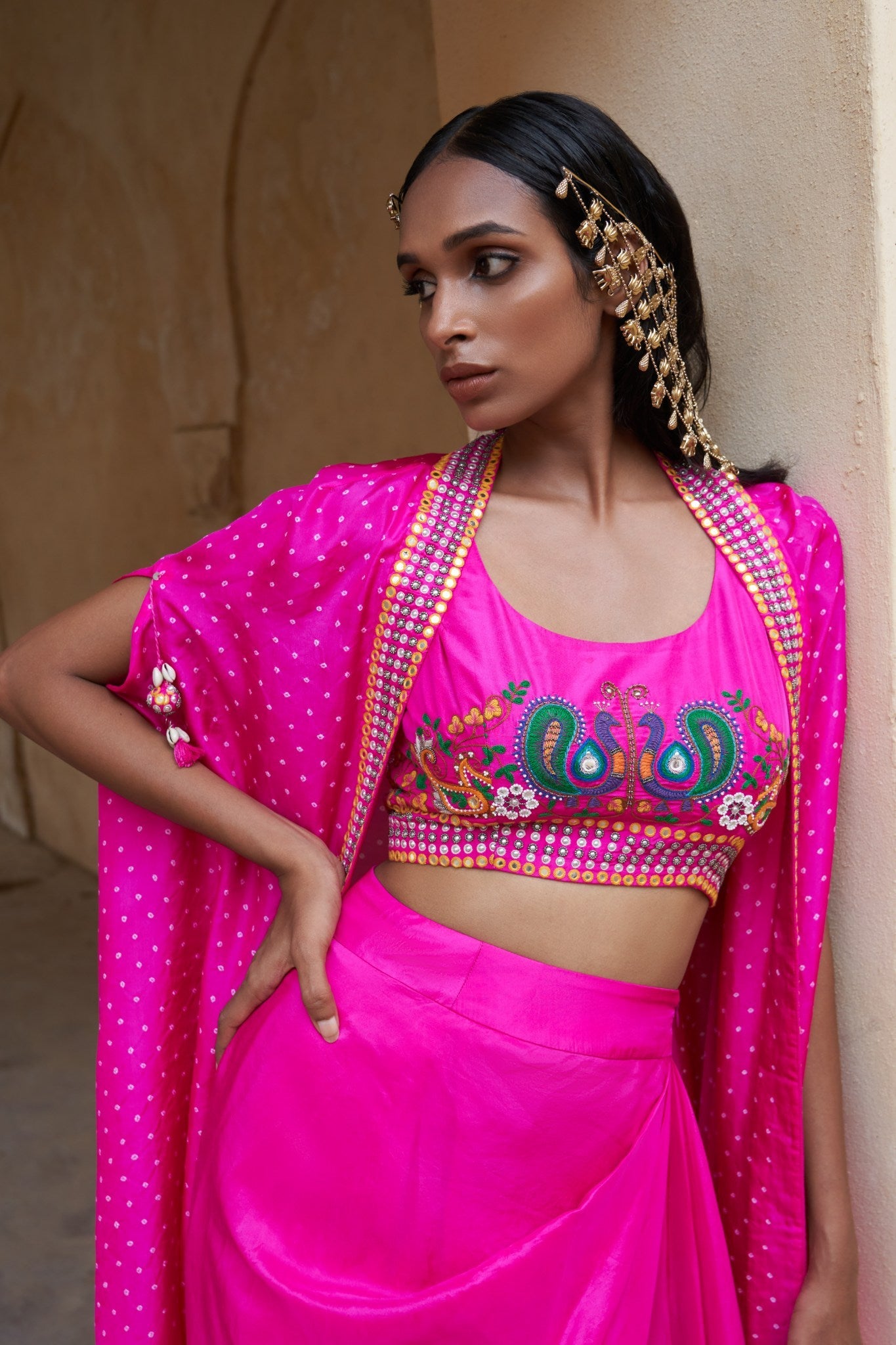 Boho peacock cape set