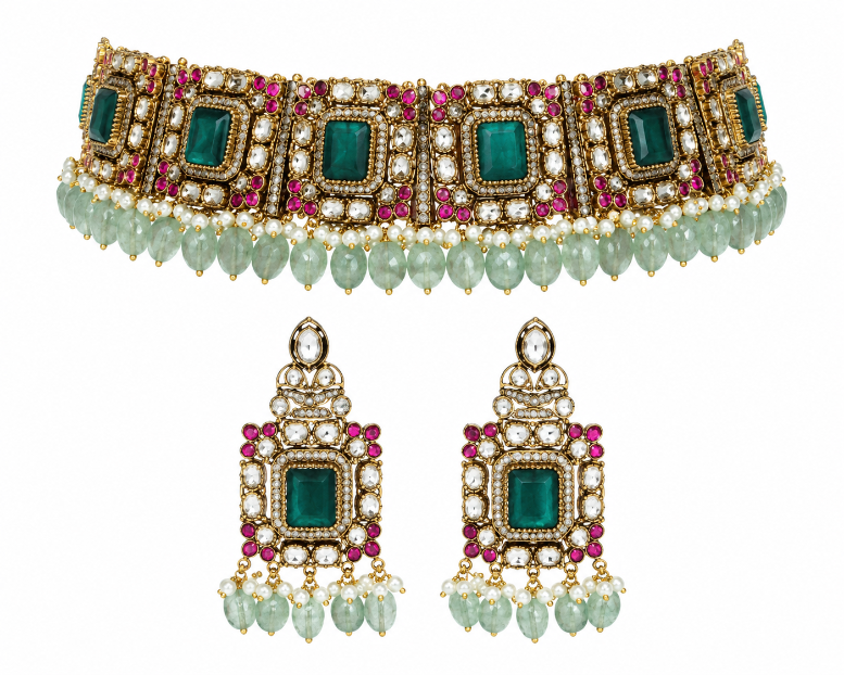 Emerald Kundan Choker Set