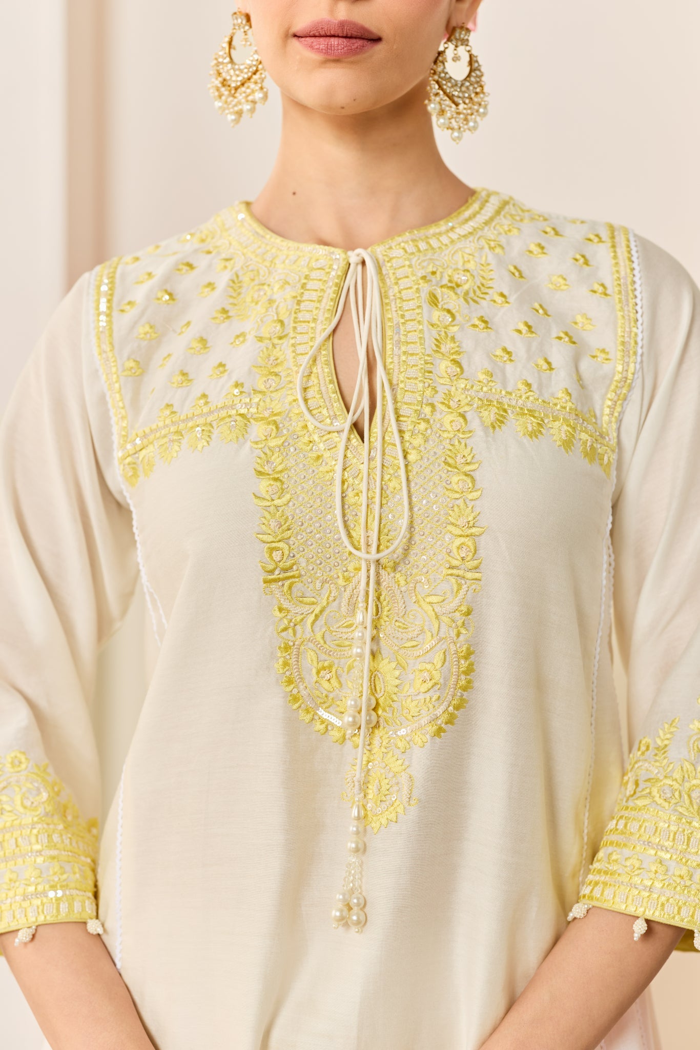 ARSHIYA - DAISY IVORY WITH LEMON YELLOW CHOGA WITH SALWAR