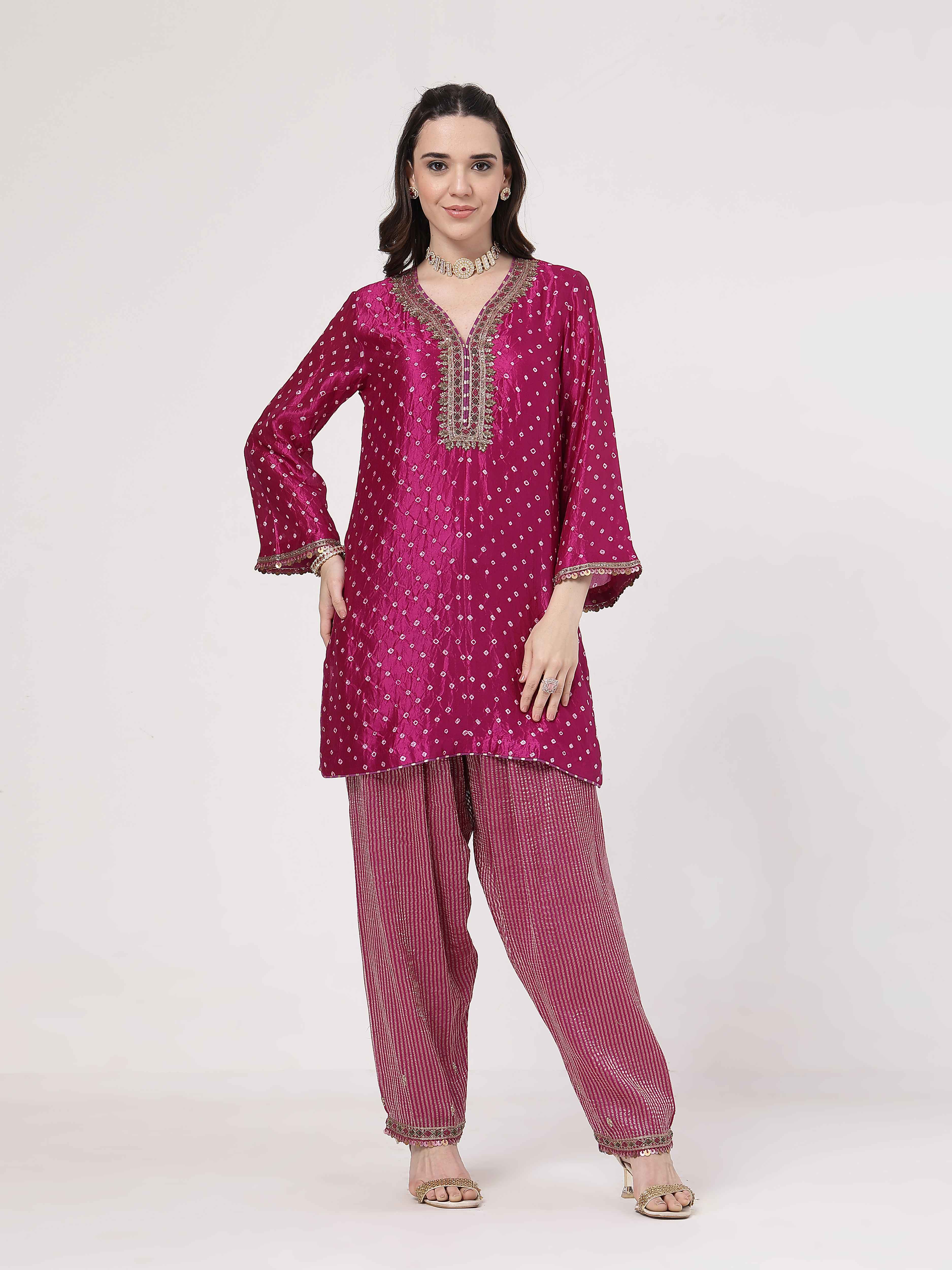 Violet Bandhani Salwar Set