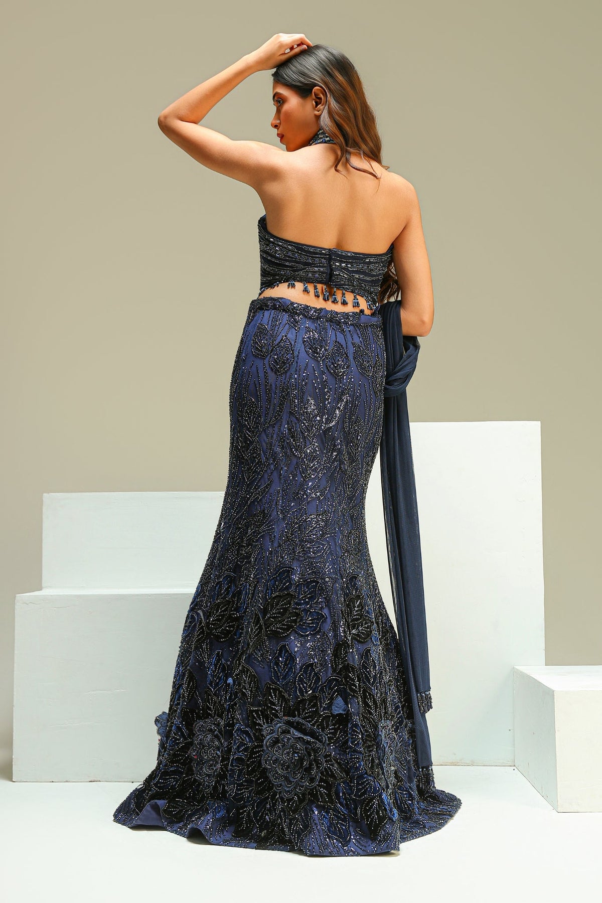 Noir Sapphire Net Lehenga Set