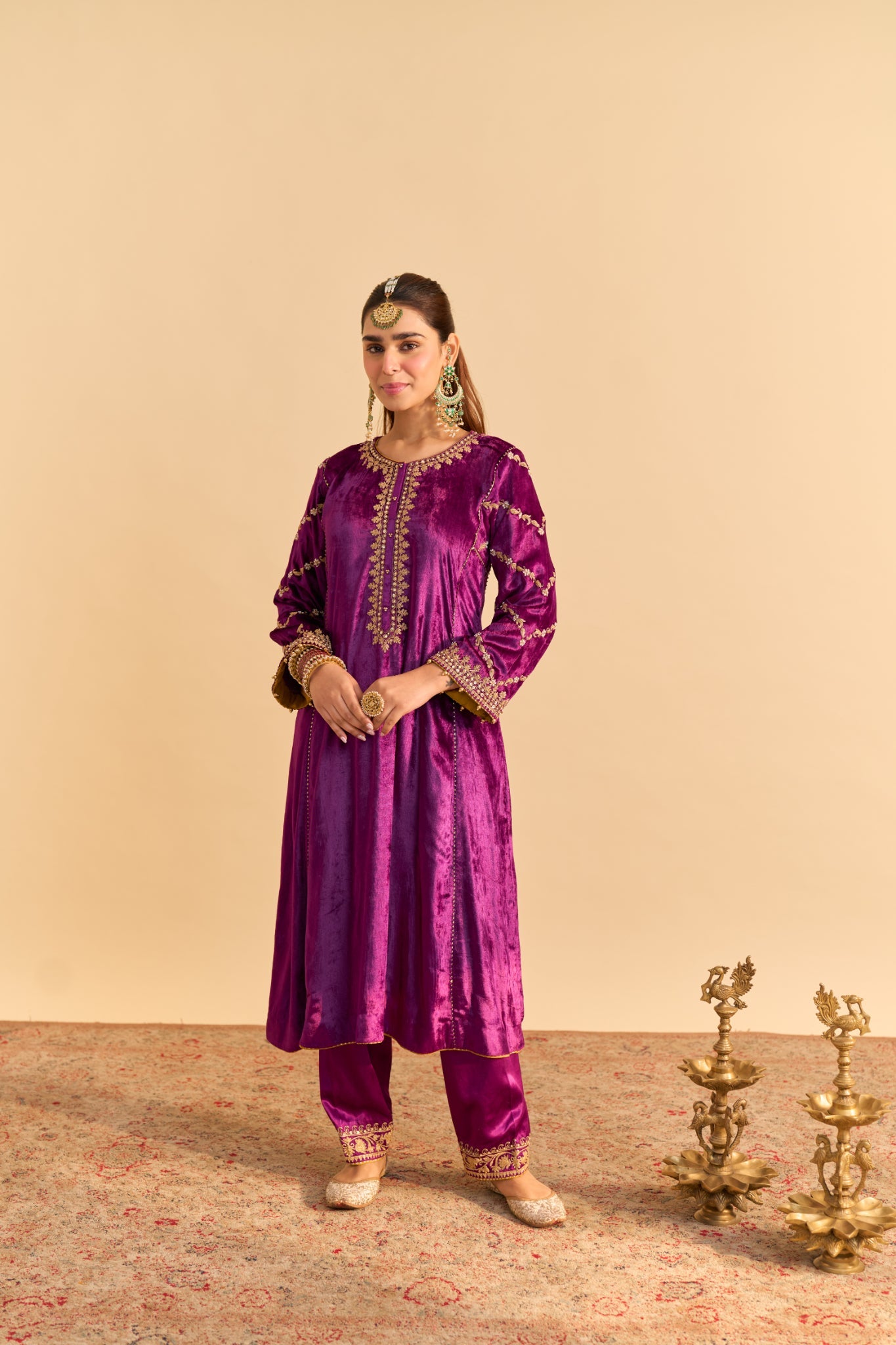 Azmiya - Deep Purple Chauga with Salwar and Dupatta