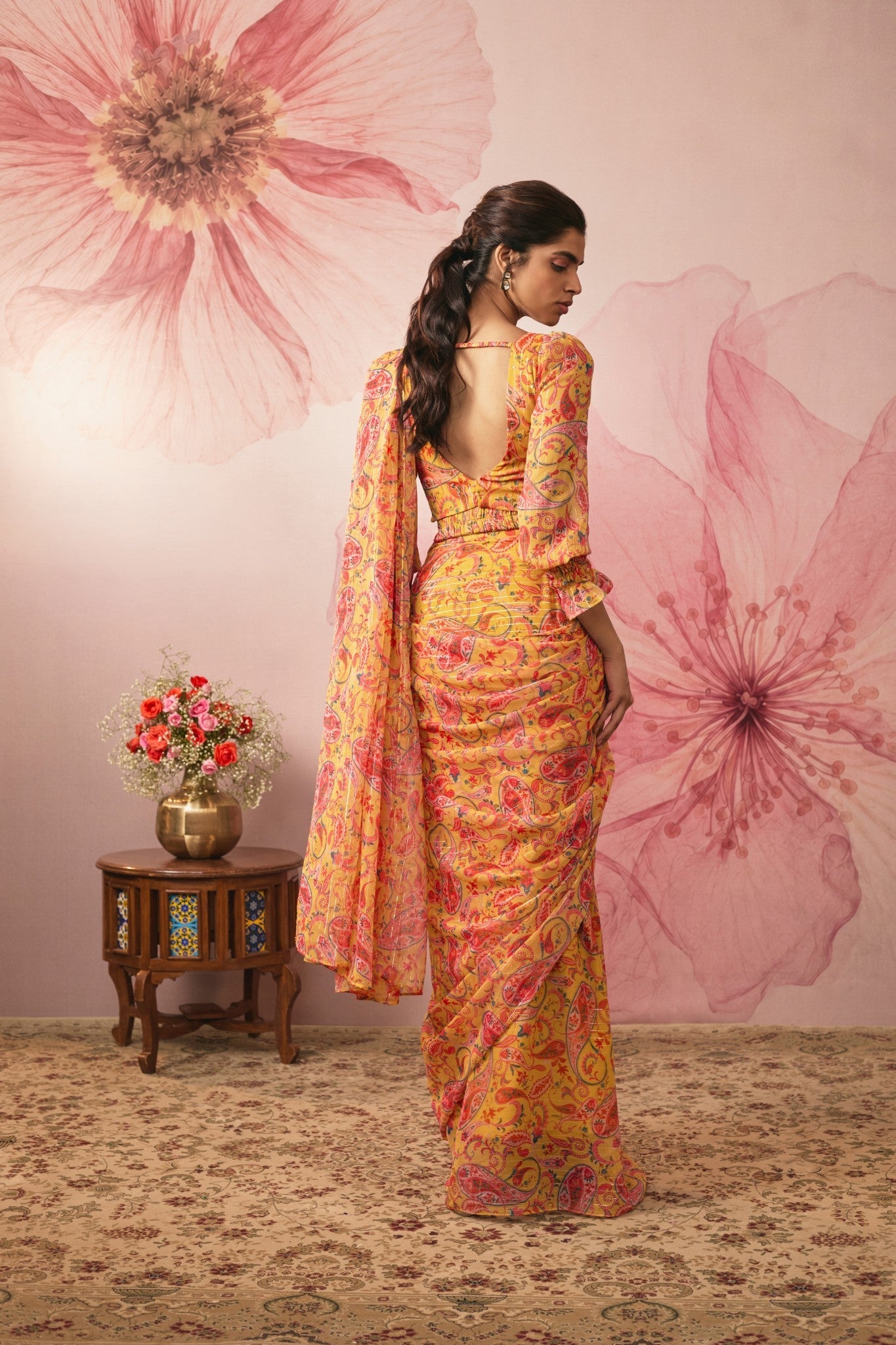 YELLOW PAISLEY PRINTED LEHENGA SET