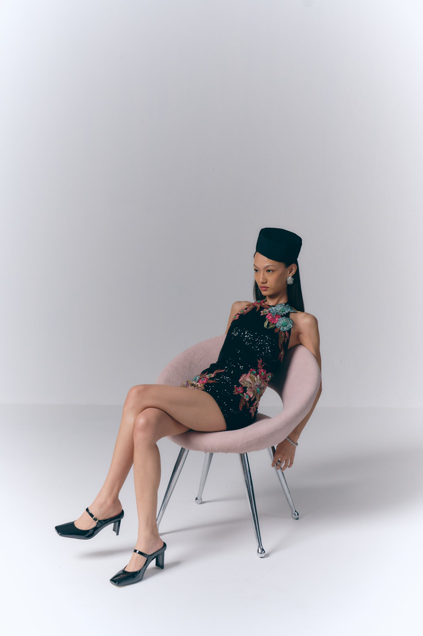 Sequine Embroidered Short Dress