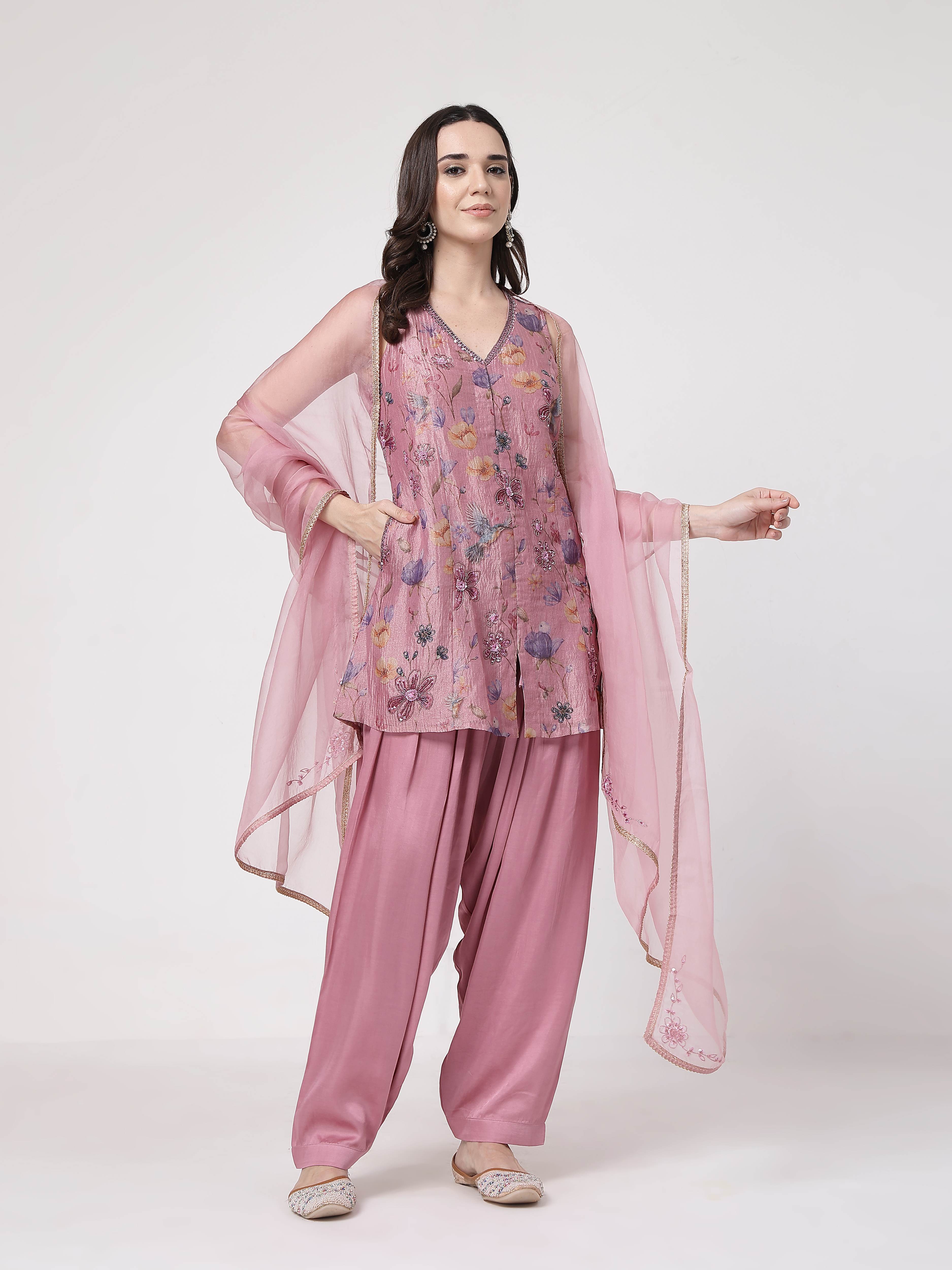Mauve Crushed Salwar Set
