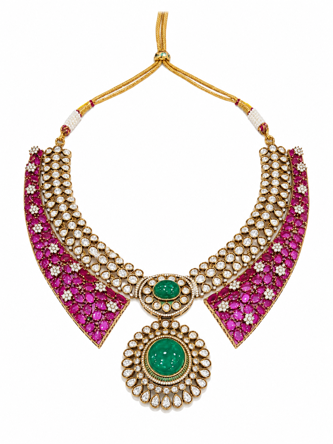 Ruby Emerald Choker Necklace Set