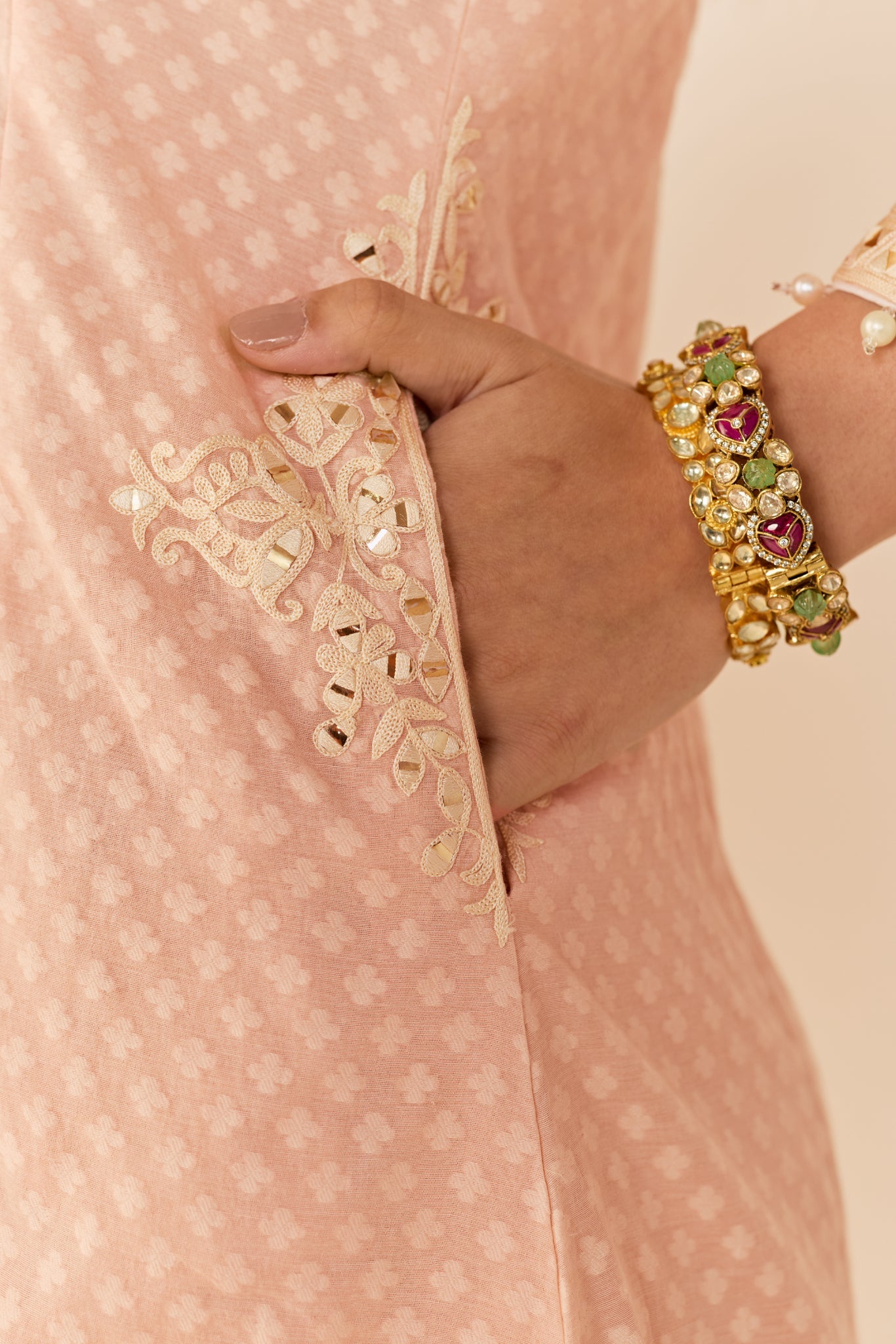 REEM - CARNATION PINK SHORT CHOGA WITH DOGRI SALWAR AND DUPATTA