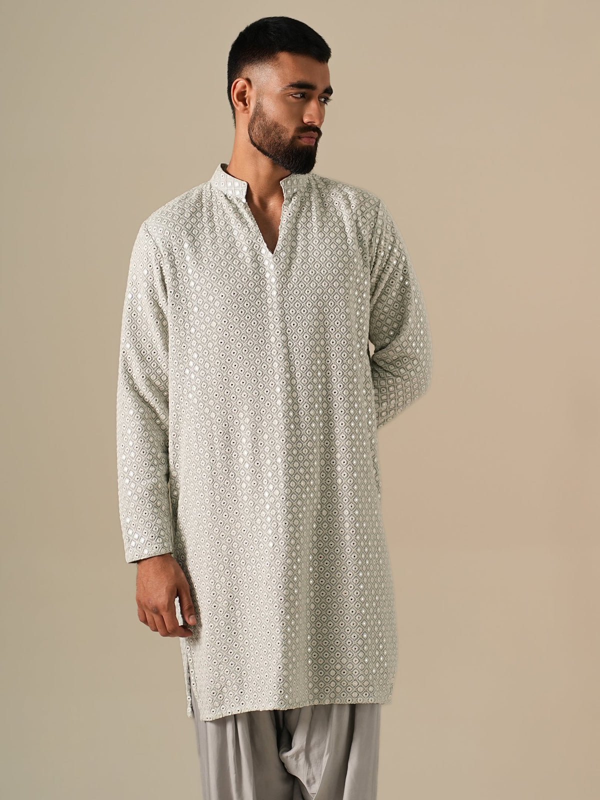 Pastel Blue Mirror Glow Kurta Set