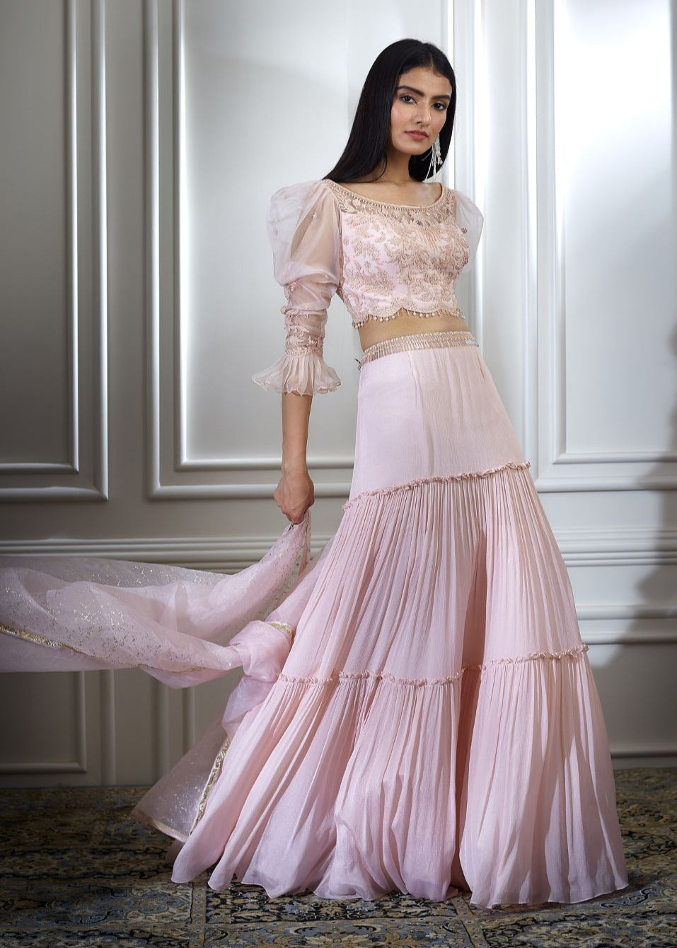 Soft Peach Dori Embroidered Lehenga Set
