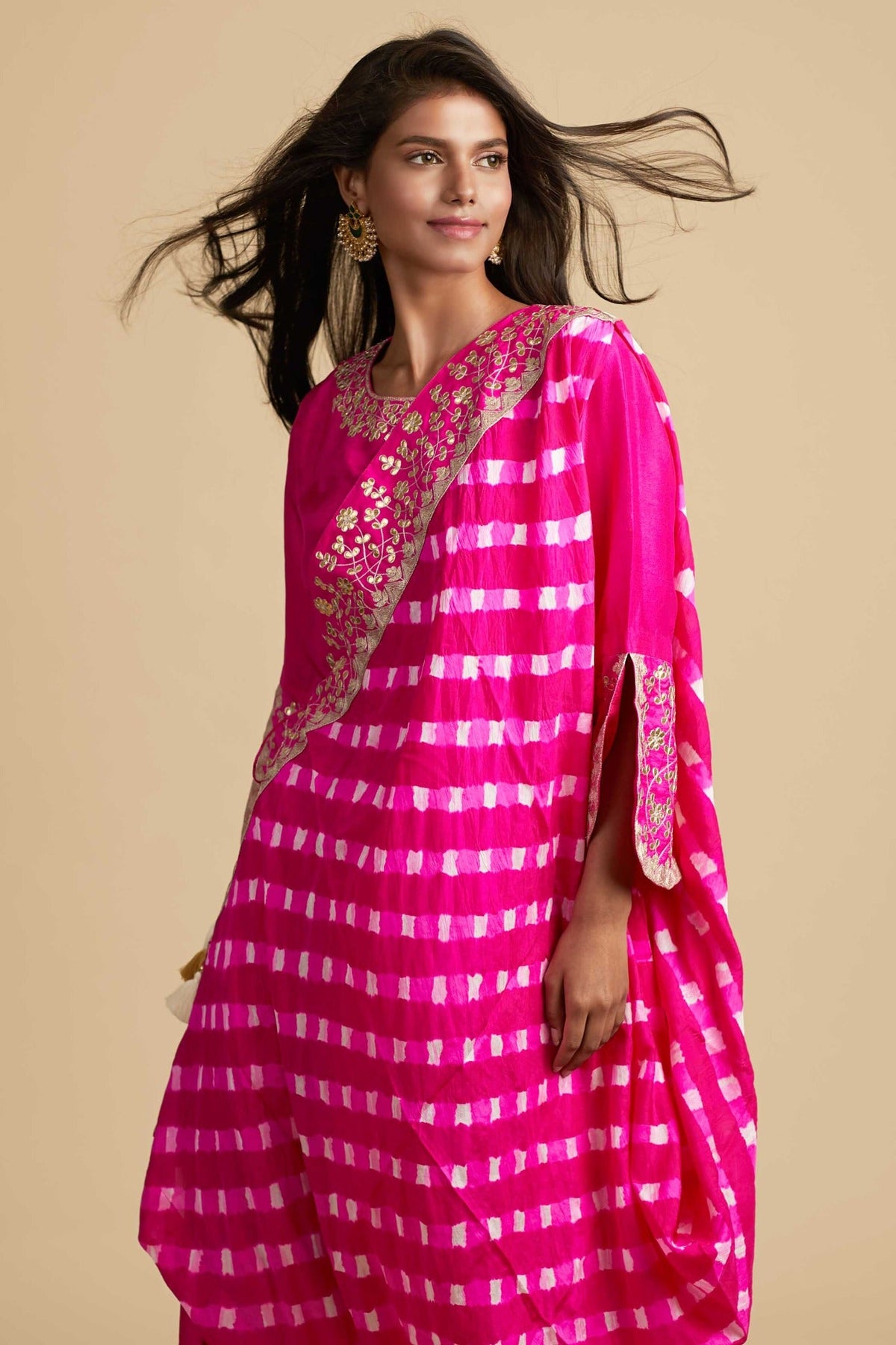 silk top,harroms and mothra drape dupatta with gota work