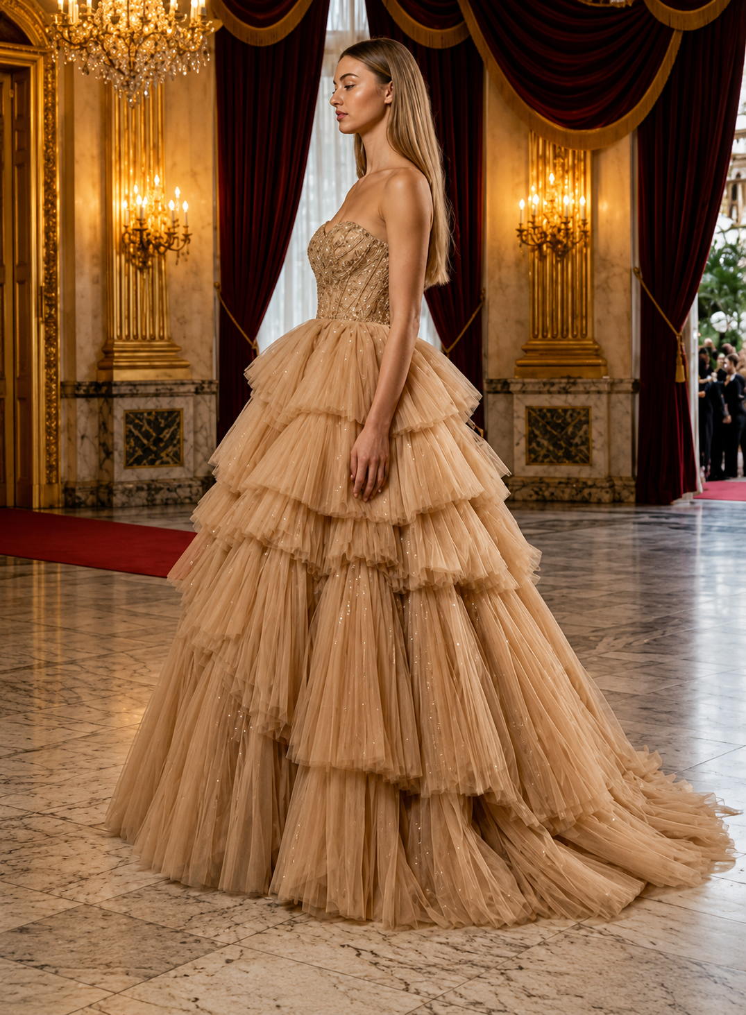 Embroidered fantasy gown