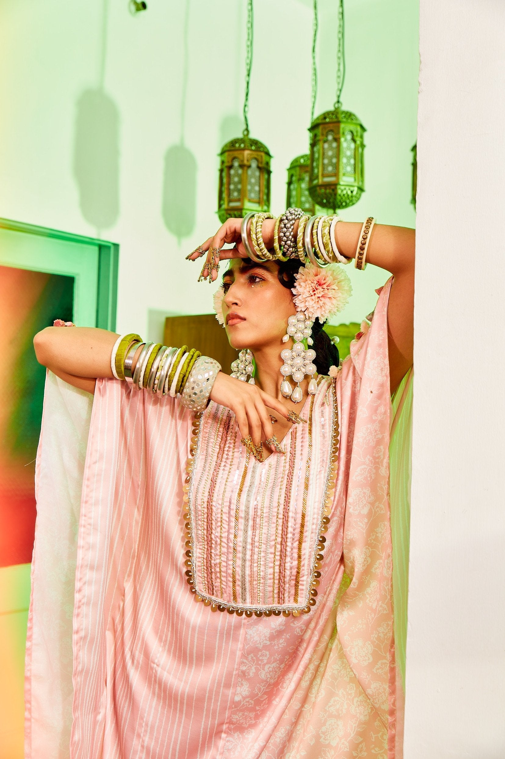 Half & Half Pink Kaftan