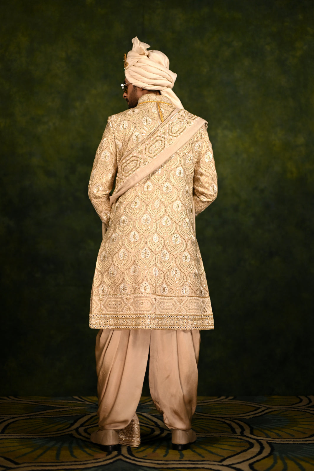 pale gold hand embellished sherwani set