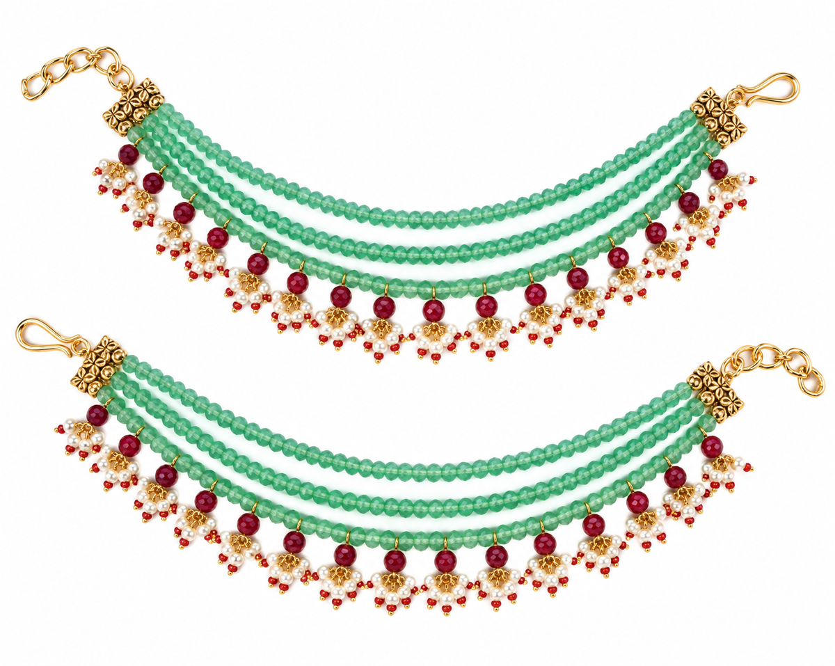 Sage Green Pearl Layered Earchain